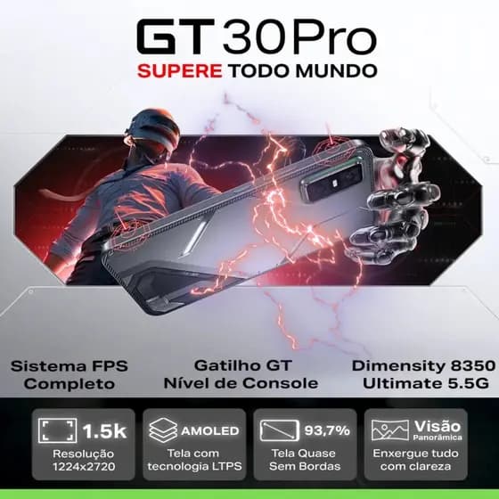 Infinix GT 30 PRO 5G, 512GB ou 256 + 12GB RAM, Processador Dimensity 8350 V-global Cam108MP/AMOLED