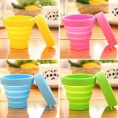Copo 150ml de Silicone Dobrável Retrátil Com Tampa Ecológico muito bom para brinde, lembrancinhas da sua festa
