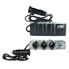 (Ref:21-42) Extensão Tripla Para Tomada Veicular 12v ou 24v com USB GPS Celular