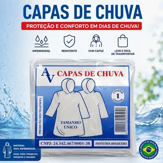 kit Capa de Chuva 2/4/6  Descartavel Tamanho Único - Proteção chuva, Impermeável ideal para eventos