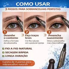 Caneta para Sobrancelha cor 1 - 4 Pontas Tattoo Brow Natural Fio a Fio Longa Duração Secagem Rápida Hello Mini