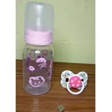 Kit Mamadeira Rosa 140ml + Chupeta Magnética com Pérolas + Ímã Neodímio
