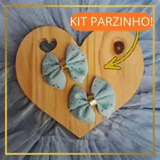 Parzinho de Laço Infantil Azul Estrelinha Dourada
