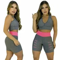 Conjunto com 1 Short feminina + 1 Top vários modelos treino em casa