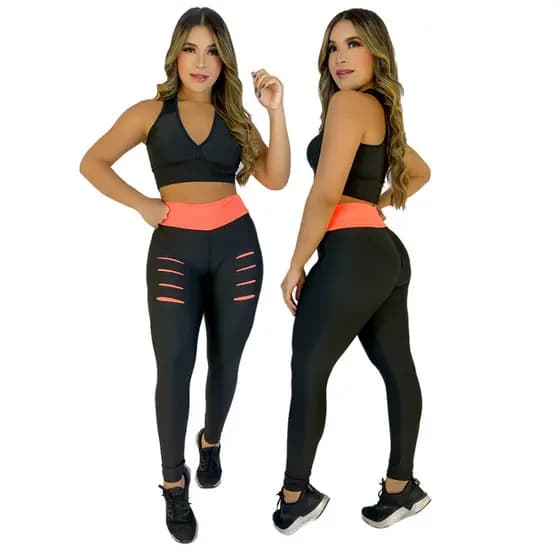 CALÇA LEG + TOP ACADEMIA CINTURA ALTA YOGA