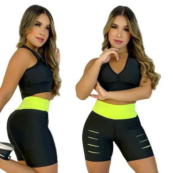CONJ 3 BERMUDA + 3 TOP ACADEMIA CONFORTO EMPINA BUMBUM
