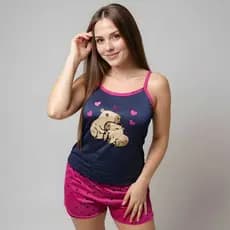 Baby Doll FB Alcinha Capivara Fofa Malha Premium Fresquinho Short Doll Pijama Curto de Dormir Adulto