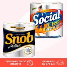 Papel Toalha Cozinha Multiuso Snob Ou Social Clean Folha Dupla 2 Rolos Cada