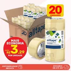 Caixa 20 Fitas Adesivas Transparente Larga Para Empacotamento p/ Mudança 800 metros Alltape