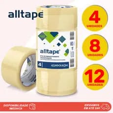 Fita Adesiva Transparente Larga Para Empacotamento 40 metros Alltape Grossa Ecommerce Hotmelt Kit Promocional