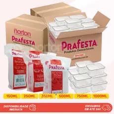 Potes Retangulares Descartáveis Com Tampa Para Freezer e Microondas Prafesta