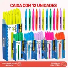 Kit 12 Unidades Marca Texto Masterprint Neon Grifa Texto Caixa