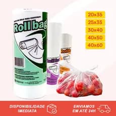 Bobina Plástica Picotada Fundo Reto 400 Ou 500 Sacos Plásticos Rollbag Freezer Mercado Hortifrut