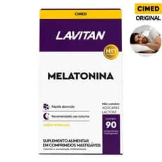 Melatonina Original Sabor Maracujá 90 Comprimidos Mastigáveis Cimed Lavitan Sono