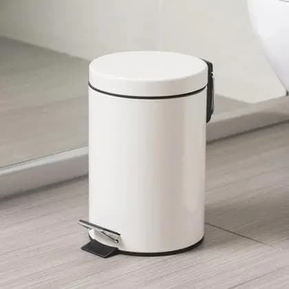 Lixeira Pedal Redonda Aço Balde Cesto Preto Cinza Branco Organização Casa