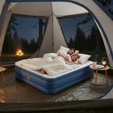 Colchão Inflável Casal Azul Camping Praia Viagem Deitar Descanso Dormir Leva Cama Colchonetes