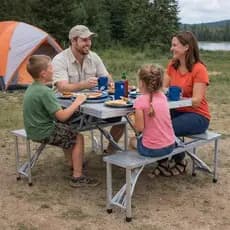 Mesa Dobravel Banquetas Incorporadas Senta Comer Servi Cadeira Camping Piquinique Viagem Praia