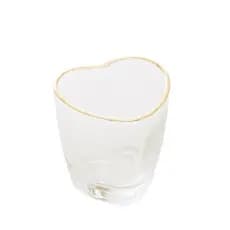 Copo para Shot de Vidro de Coração com Borda Dourada 50ml