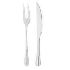 Kit Garfo e Faca de Aço Inox para Assado Prateado