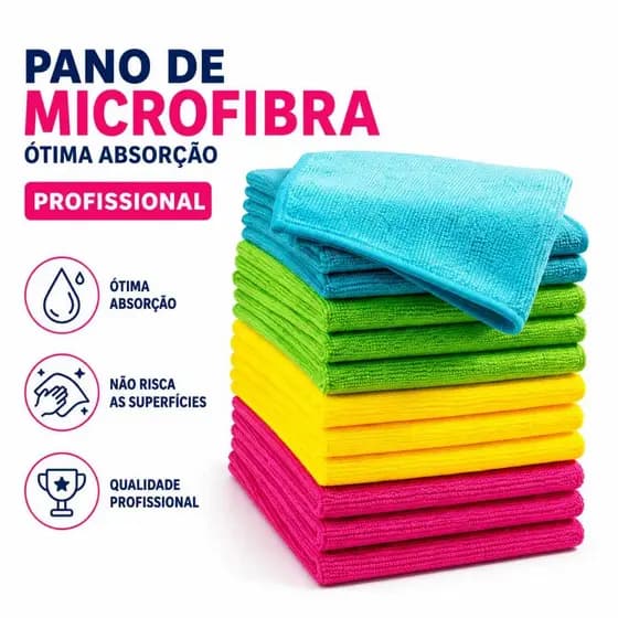 Kit 10 Panos de Limpeza Microfibra Multiuso Alta Absorção Casa Cozinha Carro Vidros