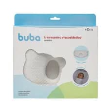 Travesseiro Viscoelástico Anatômico Infantil Urso Branco Buba