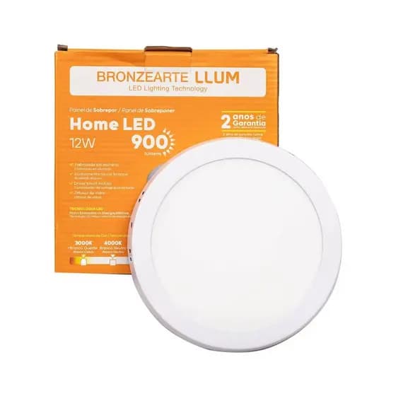Painel de Sobrepor Home LED Redondo 12W 6500K Bivolt Llum Bronzearte
