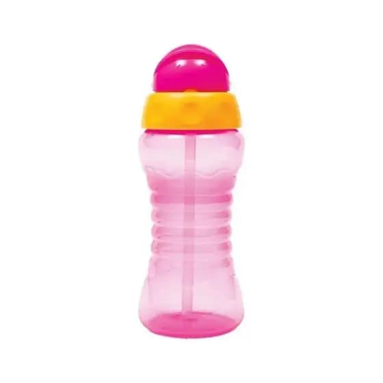 Garrafa Infantil Garrafinha Fresh 300mL Rosa C/ Canudo Retrátil Silicone E Tampa Buba