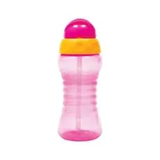 Garrafa Infantil Garrafinha Fresh 300mL Rosa C/ Canudo Retrátil Silicone E Tampa Buba
