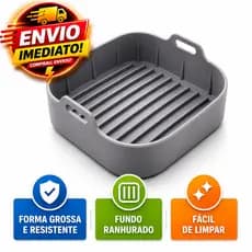Forma de Silicone Para Air Fryer Quadrada Grossa Resistente 20x20 Antiaderente Silicone Premium