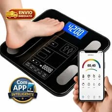 Balança Digital Corporal Bioimpedância Profissional Bluetooth com App Premium, Visor LCD Grande