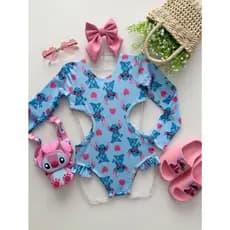 Maiô Infantil Stitch Moda Verão Biquíni e Roupa de Praia