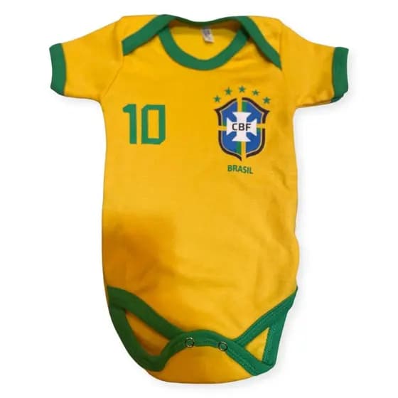 body Bory Infantil Brasil Amarelo 0 a 9 meses