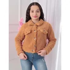 Casaco Teddy Infantil Cropped  Moda para Meninas