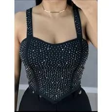 Cropped Pedraria Olivia Strass