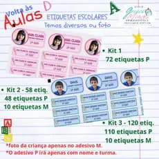 Etiquetas Escolares Personalizadas FOTOGRÁFICO/TEMAS DIVERSOS OU FOTO/etiquetas p/ Material Escolar/ ADESIVOS ESCOLARES