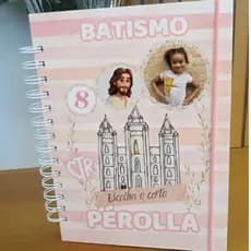 Caderno / Diário de Batismo Católico Personalizado 🕊️