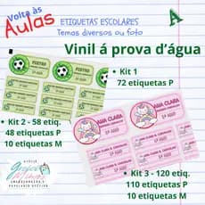 Etiquetas Escolares Personalizadas VINIL/TEMAS DIVERSOS OU FOTO/etiquetas para Material Escolar/ ADESIVOS ESCOLARES