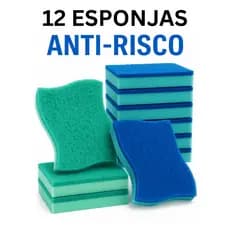 12 Esponjas Anti Risco Anti Aderente 6 AZUL E 6 VERDE CLARO
