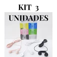 kit 3 ou unitário Fones De Ouvido coloridos com fio e microfone A-07 Stereo com grave intensos.