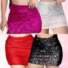 Saia Paetê Feminina  Moda Gringa Festa Balada Luxo Varias Cores