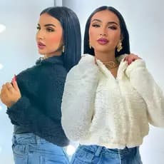 Casaco Teddy De Pelinho Jaqueta Curta Feminina Inverno E Frio Estilo Varias Estampas