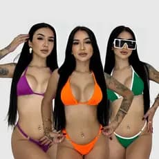 Biquíni Cortininha Duplo Forrado sem Bojo e Calcinha Fio Duplo Moda Praia Verão 2026 Marquinha