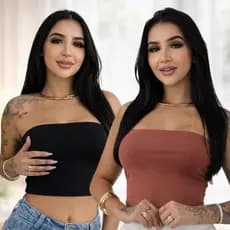 Kit 2 Cropped Tomara Que Caia Feminino Suplex Forrado Tube Top Moda Blogueira