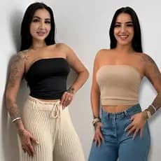 Kit 2 Cropped Tomara Que Caia Feminino Suplex Duplo Conforto Sem Transparência Moda Verão Estilo