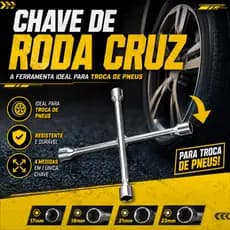 Chave de Roda Cruz, IDEA, Ferramenta e Manutenção Automotiva, Portátil, Tamanho Compacto, Prático, Eficiente
