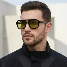Óculos de sol Masculino Premium Quadrado Aviador Blogueiro Fashion Old Money UV400