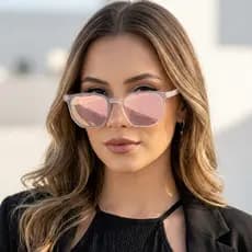 Óculos Hexagonal Feminino Luxo Premium UV400 Elegante Acetato Fashion