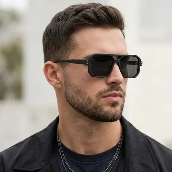 Óculos Aviador Quadrado Masculino Premium UV400 Moda Verão Tendência Unissex Luxo