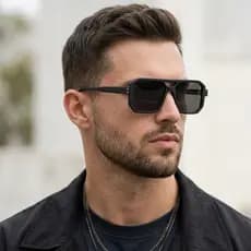 Óculos Aviador Quadrado Masculino Premium UV400 Moda Verão Tendência Unissex Luxo