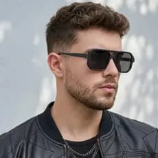 Óculos Aviador Quadrado Masculino Premium UV400 Moda Verão Tendência Unissex Luxo